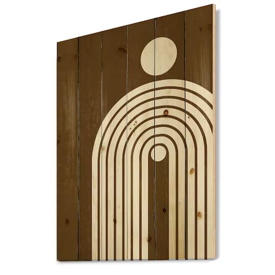 Designart - Terracotta Minimalist Boho Rainbow II - Modern Print on Natural Pine Wood
